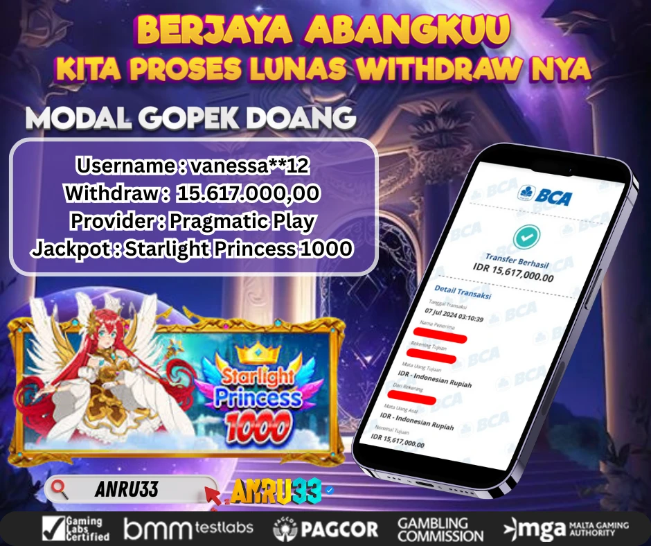 ANRU33 JACKPOT Starlight Princess 1000 Rp 15.617.000,00 - DIBAYAR LUNAS