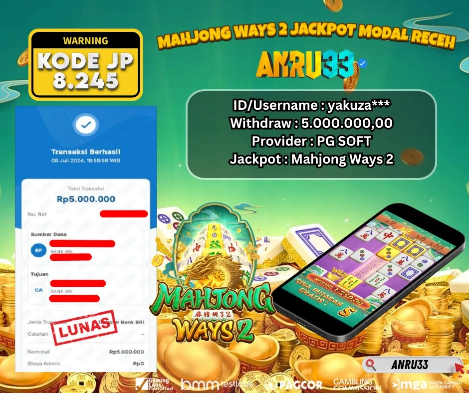 ANRU33 JACKPOT MAHJONG WAYS 2 Rp 5.000.000,00 - DIBAYAR LUNAS