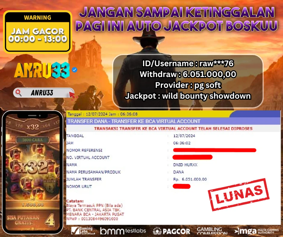 ANRU33 JACKPOT SLOT WILD BOUNTY SHOWDOWN Rp. 6.051.000,- DIBAYAR LUNAS