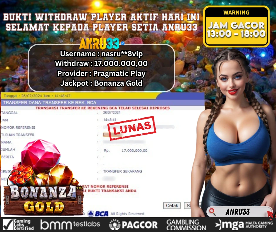 ANRU33 JACKPOT SLOT Bonanza Gold Rp 17.000.000,00 - DIBAYAR LUNAS