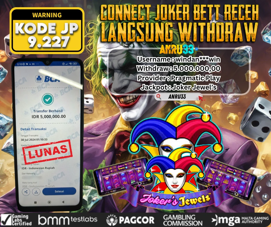 ANRU33 JACKPOT SLOT Joker Jewel’s Rp 5.000.000,00- DIBAYAR LUNAS