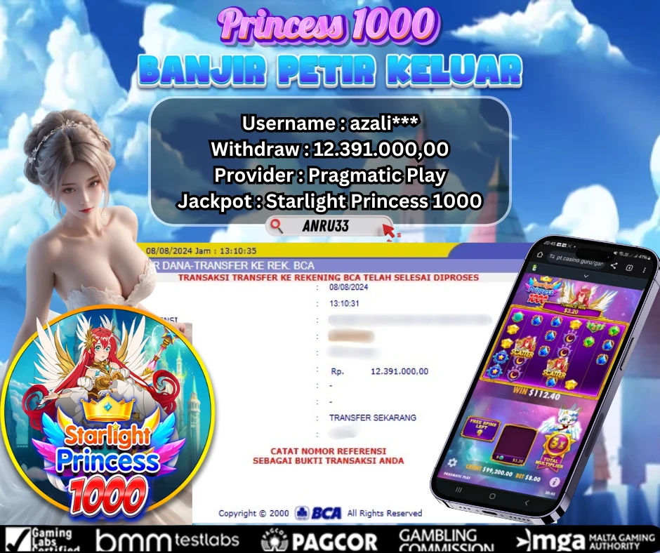 ANRU33 JACKPOT SLOT Starlight Princess 1000 Rp 12.391.000,00- DIBAYAR LUNAS