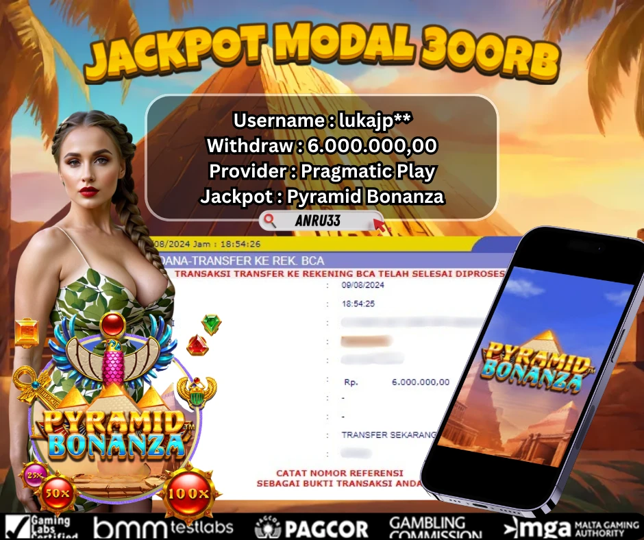 ANRU33 JACKPOT SLOT Pyramid Bonanza Rp 6.000.000,00- DIBAYAR LUNAS