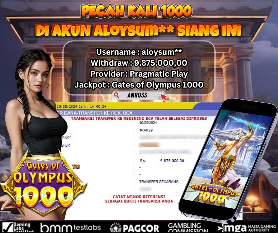 ANRU33 JACKPOT SLOT Gates of Olympus 1000 Rp 9.875.000,00- DIBAYAR LUNAS