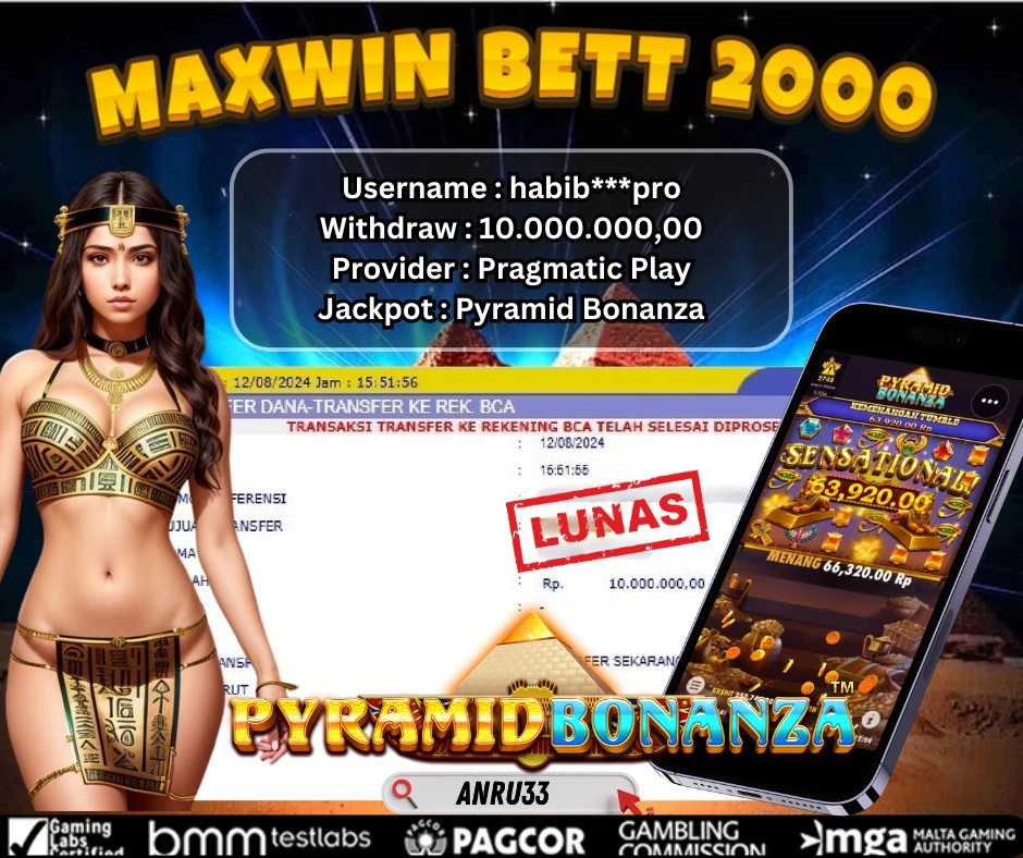 ANRU33 JACKPOT SLOT Pyramid Bonanza Rp 10.000.000,00- DIBAYAR LUNAS