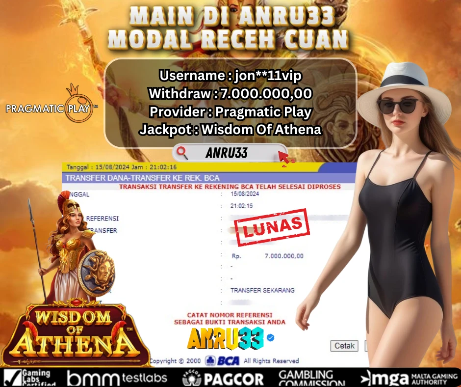 ANRU33 JACKPOT SLOT Wisdom Of Athena Rp 7.000.000,00 - DIBAYAR LUNAS