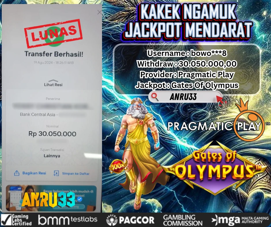 ANRU33 JACKPOT SLOT Gates Of Olympus RP 30.050.000,00 - DIBAYAR LUNAS