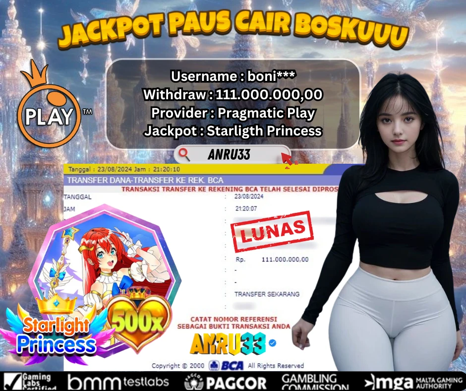 ANRU33 JACKPOT SLOT Starligth Princess RP 111.000.000,00 - DIBAYAR LUNAS