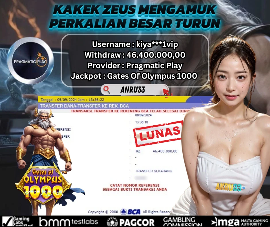 ANRU33 JACKPOT SLOT Gates Of Olympus 1000 RP 46.400.000,00 - DIBAYAR LUNAS